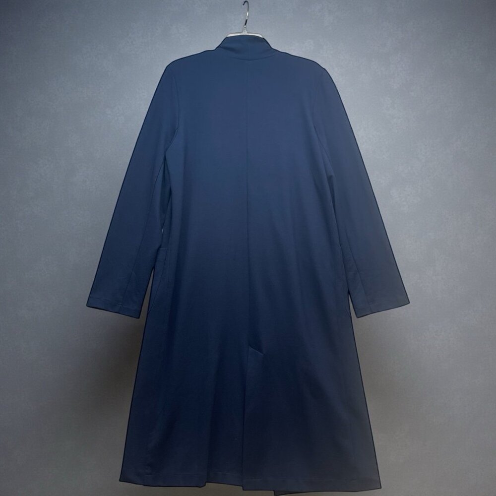 Ripley Rader Duster Cardigan Womens Large 4 Navy Blue Long Open Front Made USA - Picture 2 of 7